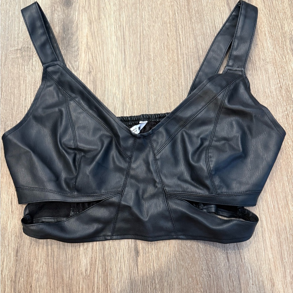 Zara Black‎ Faux Leather Top